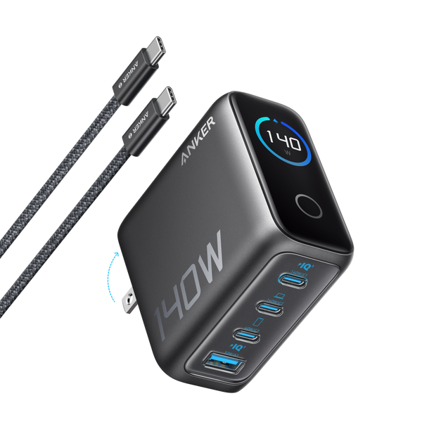 Anker Charger (140W, 4-Port, PD 3.1) with USB-C Cable